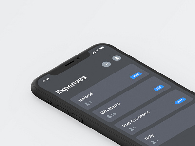 Dark mode - Split expenses app app dark design expenses flat iphone x mode split ui ux