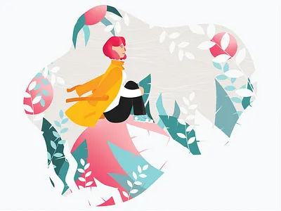 Onboarding Illustration - Relaxing Nature autumn branding colorful design digital geometry gradient illustration image background nature onboarding palettes spheres splashpage userexperience ux vector winter