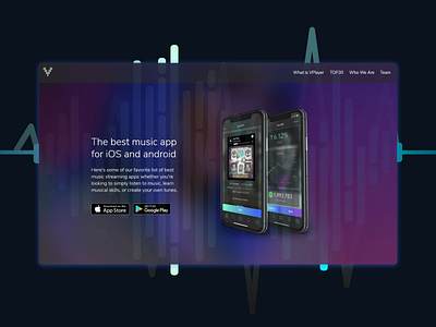 Music app landing page branding concept design flat ui web website