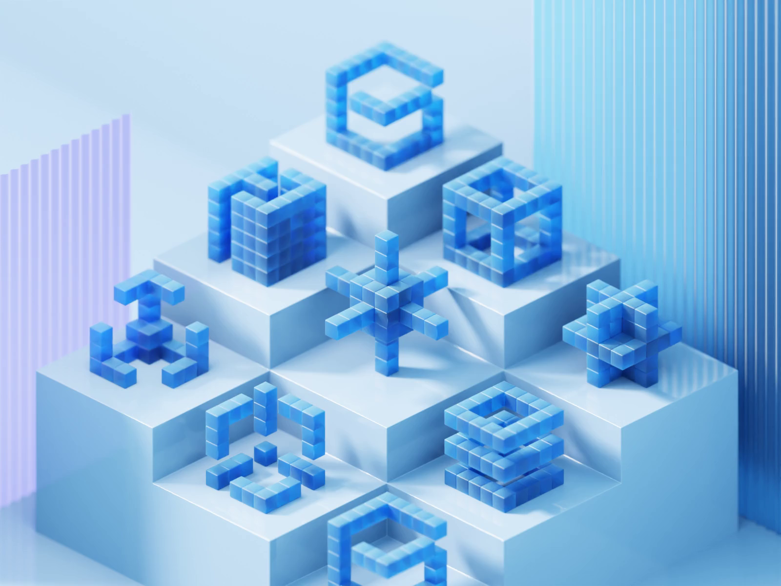 Okta Icon System Cubic Сoncept 3D 3d brand identity branding cubic design design system design systems floating iconography icons ramotion visual identity