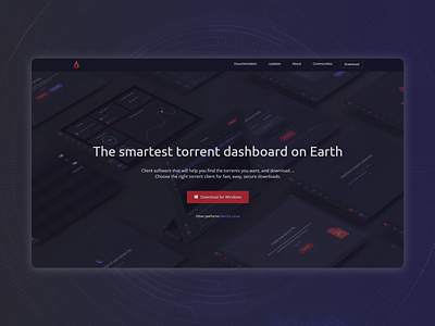 Torrent dashboard concept for a startup concept design flat landing page ui web