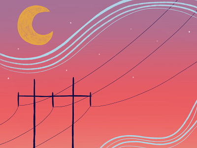 pink dusk digital illustration dusk gradient illustration moon procreate sunset