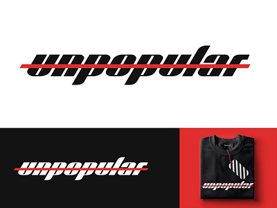 Unpopular - Logo Design bold brand branding branding design clothing fashion identity branding italic logo design mock up mock up mockup popular street street fashion sweatshirt typeface typefaces unpopular