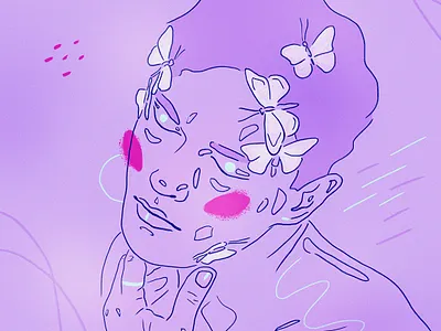 Flight boy butterfly character design digital drawing fly illustration portrait purple sleep texture wacom intuos