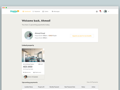 Hayya - Tenant Dashboard ahmedemad dashboard design home insurance page realstate tenancy ui ux web