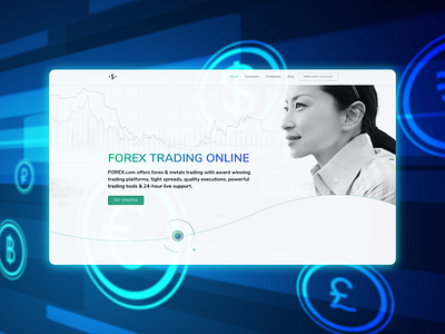 Forex trading landing page concept design flat landing page ui web