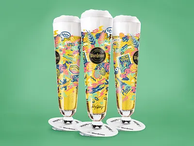 Warsteiner Art Collection bear beer branding brewery city collages design energetic germany glass illustration infographic label design lettering logo new york paris passion statue of liberty storytelling