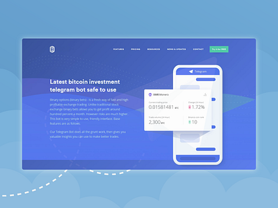 Telegram bot landing page branding design flat front end illustration minimal ui vector web website