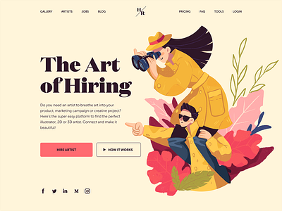 Hiring Artists Website Design art artists character design design studio digital art graphic design hero illustration hero image hiring home page hr illustration interaction design ui user interface ux web web design website