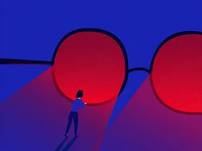 Rumination adobe anxiety blue character clean fear flat flat illustration girl glasses illustrator minimal texture vector