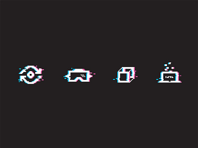 glitch icons 3d design experience design glitch icon icon set illustration machine learning vector virtual reality