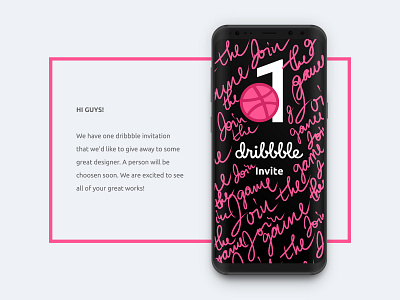 One dribbble invite/join the game background black branding design editorial free illustration invite lettering logo minimalist mobile phone screen screen saver typogaphy ui wall webdesign words