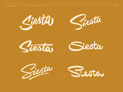 Siesta Script Wordmark Style Exploration branding gold hand lettered logo hand lettering lettering ligature logo logo design logo designer logo process logotype script script s siesta sketches type typography wordmark