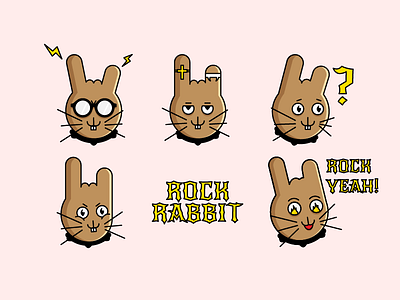 Rock Rabbit sticker pack creative design funny rabbit sticker sticker art sticker pack