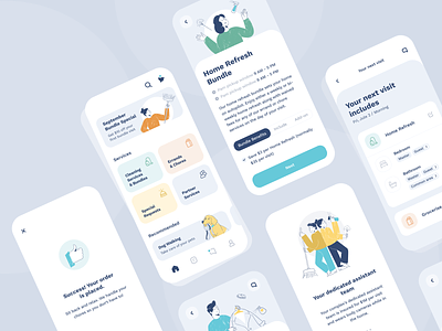 PleaseAssistMe UI map app assistant bundle cleaning cuberto face lifting home icons illustration interface design mobile partner service ui user experience ux