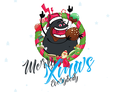 Monster merry christmas cartoon illustration monster