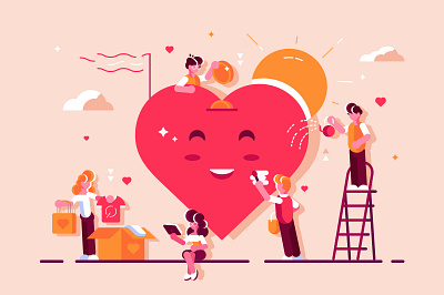 Charity aid care character community design donation flat heart help homeless hope illustration love people sharing hope social team vector volunteer volunteering