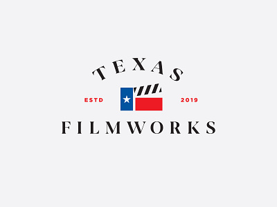 Texas Filmworks logo concept badge camera logo design film film camera flag movie texas video