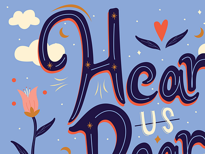 Hear! design drawing floral girl power good type graphic design hand lettering illustration illustrator international womens day lettering type typography women