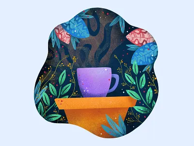 Coffee Comfort coffee coffee app coffee bar colorful comforting complimentary design flat design illustration plants texure