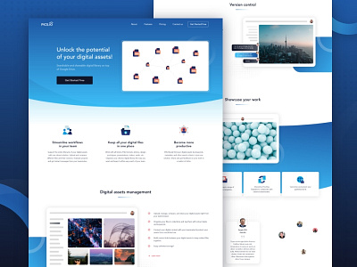 Pics.io redesign agency blue branding company design files marketing pics pics.io responsive shapes ui ui ux web web design web app