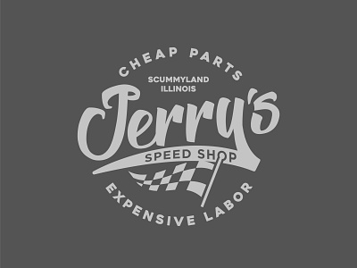 Jerry's Speed Shop automotive automotive design cheap cheap parts expensive labor cheap parts identity design jerrys jerrys speed shop logo logo lock up motorsports speed shop