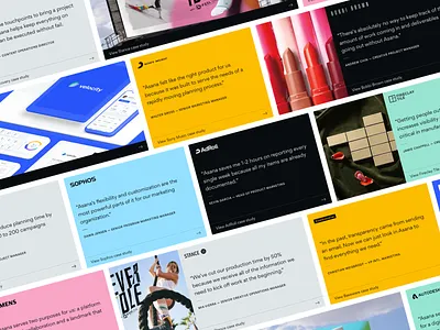 AFMC — Customer cards detail asana cards customers grid landing page layout marquee system typography ui