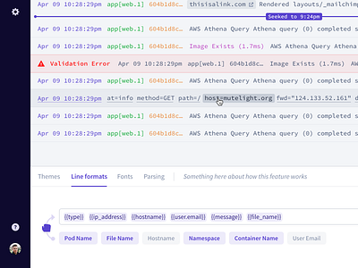 Line formats app dragdrop error logs lots of rows purple tags too much data validation web webapp