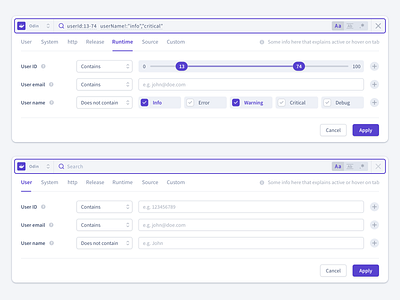 Search app dropdown input purple range search search bar slider web webapp