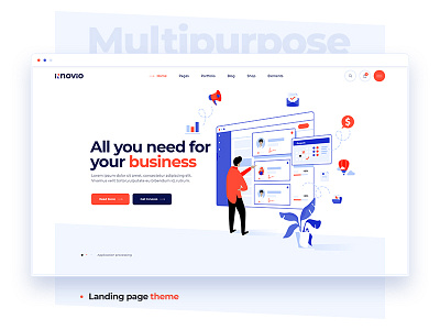 Innovio - Multipurpose Landing Page Theme animation app app landing page design digital studio flat illustration landing page modern saas saas landing page saas theme seo seo agency trending ux vectors web website wordpress