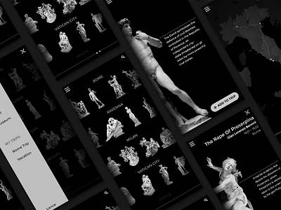 Sculpture App Mockups black ui sculpture