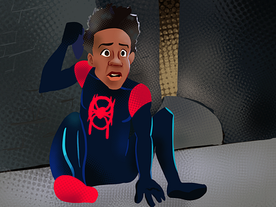 Miles Morales cartooning halftone illustration miles morales procreate spiderman