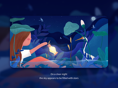 Silent night blue illustration lotus flower night ui