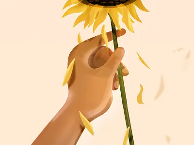 Simple Things branding design flowers hands illustration lifestyle light minimal mood petals plants summer sunflower trackpad vector warm yellow