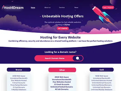 Redesign Host4Dream Hosting Company coding guy developer freelance homepage hosting hosting company hosting template illustration landing page marketing page mobile responsive mobile ui design responsive design ui design