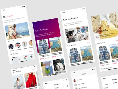 Jessica - Fashion App UI Template adobe xd app app design appdesign clothing clothing brand design fashion ios shop shopping ui ux