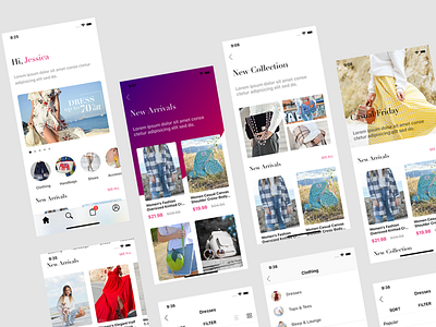 Jessica - Fashion App UI Template adobe xd app app design appdesign clothing clothing brand design fashion ios shop shopping ui ux