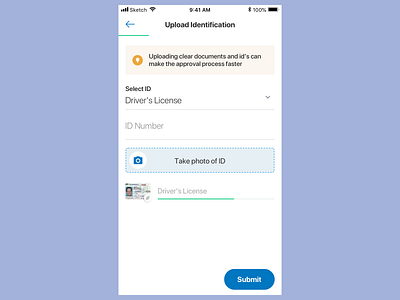 Upload Identification approval ios photo progress ui upload verification