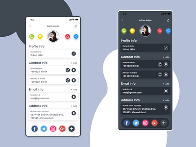 Profile 2019 trends dark app profile profile design ui design user experience ux user interface design user interface designer