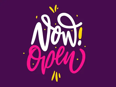 Now Open cartoon cute design icon illustration lettering logo sketch type typography vector