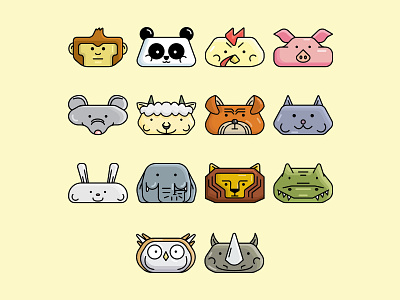 Cute Animal Head animal art cartoon character cute design icon illustration line art vector wild