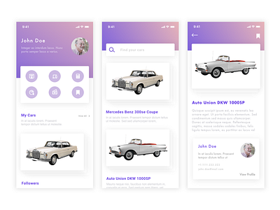 My Car adobe xd app car clean design ios minimal photoshop ui ux white