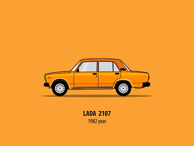 Lada 2107 auto car car side design illustration illustrator lada old car sideview vector vehicle