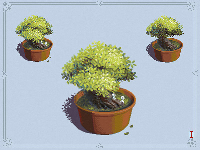 Bonsai tree 16bit 8bit aseprite assets bonsai game art gamedeveloper illustration kodama pixel art pixelart ドット絵