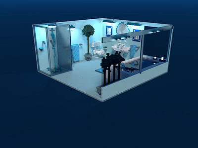 Blue Bathroom Voxel Art bathroom voxelart voxels