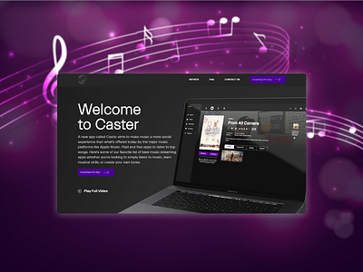 Landing page for a music app design flat landing page landing page music app ui web