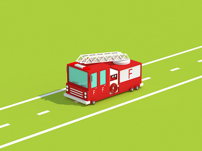 Low Poly Fire Truck 3d 3d art 3d artist animation c4d car cinema 4d design fire truck illustration low poly low poly art render