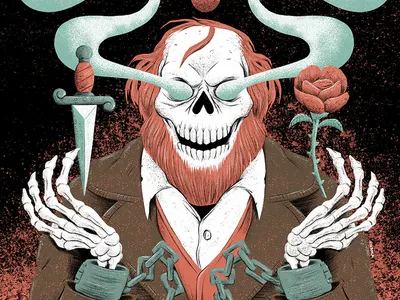 Ataulfo, the Reina Sofia Museum's Ghost dagger design ghost haunted illustration knife magazine old skull press rose skeleton skull weird yorokobu