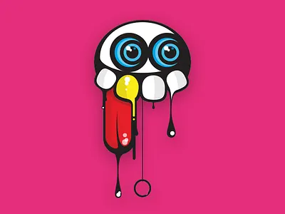 Pull big teeth happy illustration pull tongue