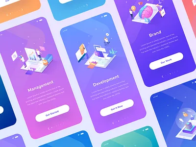 Mobile Apps Exploration Design color design device gradient illustration isometric landing mobile app people study ui ux vector
